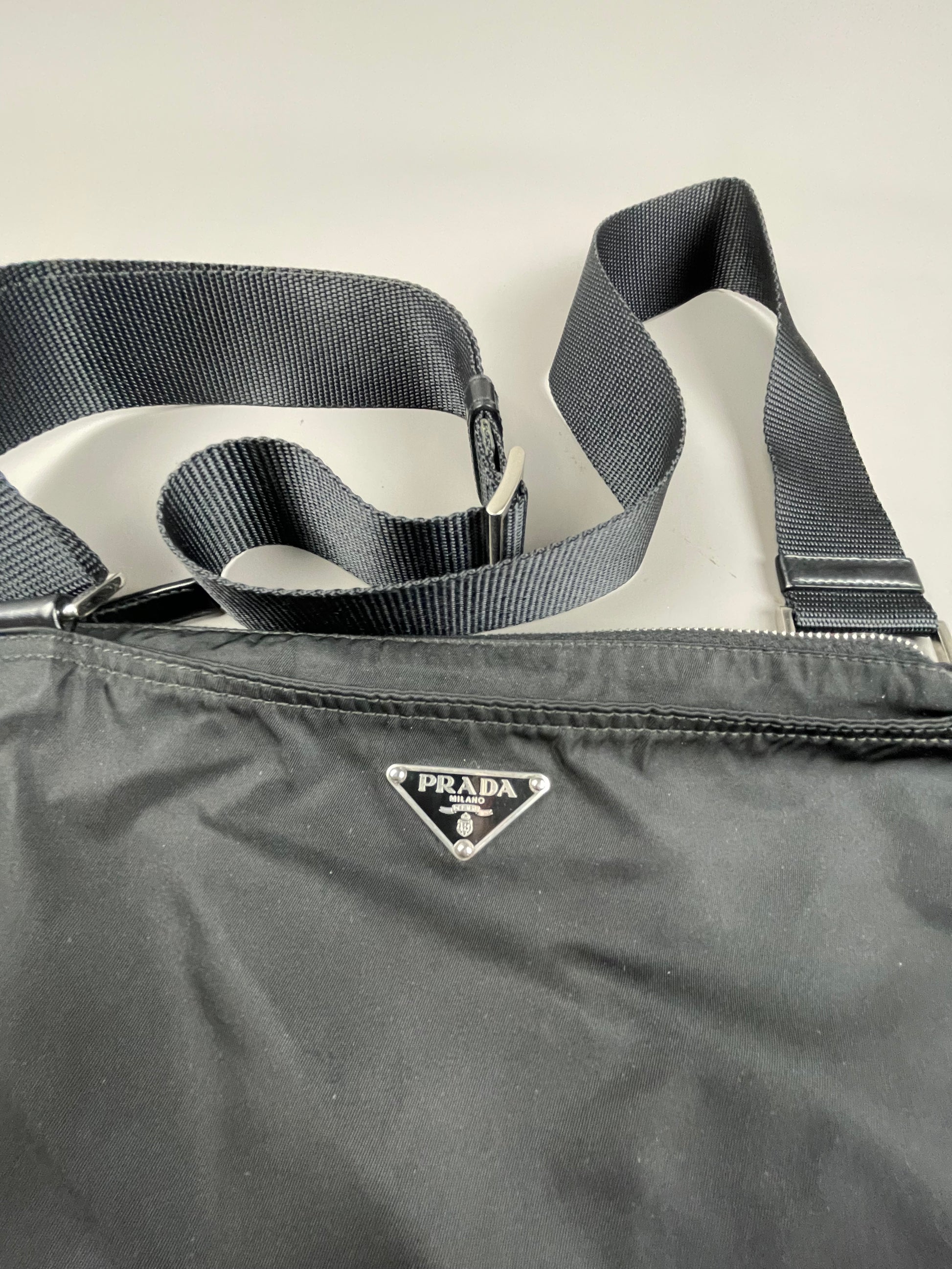 Prada nylon messenger sales bag